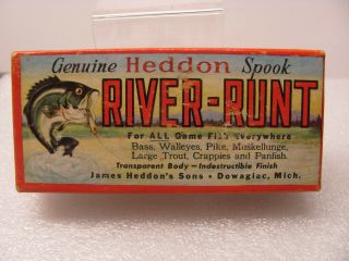 Heddon 2 - Piece Cardboard River Runt Box (empty) 9400 Red Head Floater