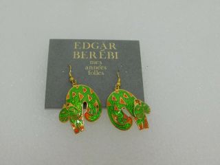 Wonderful Vintage Edgar Berebi Enamel Cat Earrings W/ Moving Heads