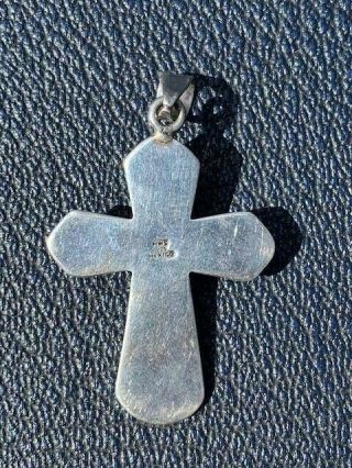 Vintage Sterling Silver 925 MWS Mexico 10 Cross Necklace Pendant 2.  5 