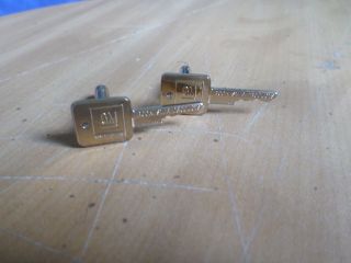 Rare Vintage Gm General Motors " Mark Of Excellence " Key Cufflinks Gold Tone Usa