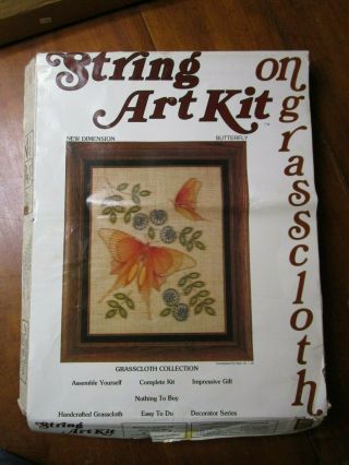 Vintage String Art Kit On Grasscloth - Butterfly 16 X 20 Kit
