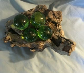Vintage Mid Century Modern Acrylic Lucite Green Grapes On Driftwood Retro Unique