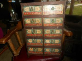 Very Rare Antique La Palina Cigar Tramp Art Cabinet La Palina Cigars 1896 - 1926