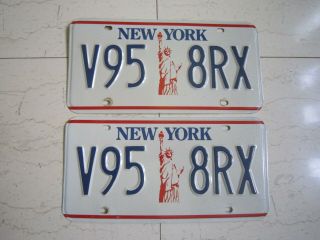 Vintage Ny York Liberty License Plates Matching Pair V95 8rx Classic Car