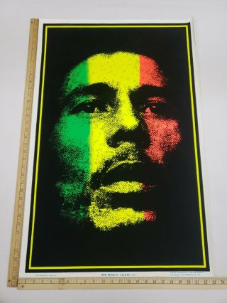 Vintage 1991 Bob Marley Colors Black Light Poster Flocked 23 " X 35 "