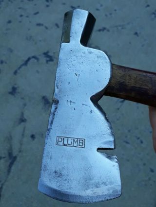 Vintage PLUMB carpenters axe hatchet nail puller handle 3