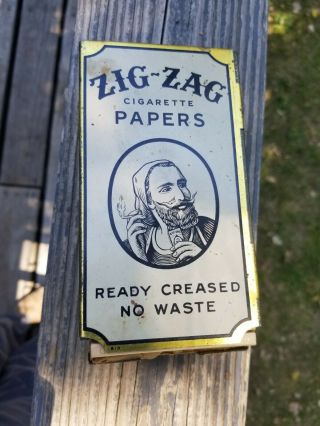 Vintage Zig Zag Cigarette Rolling Papers Store Dispenser Tin W/5 Pks Papers