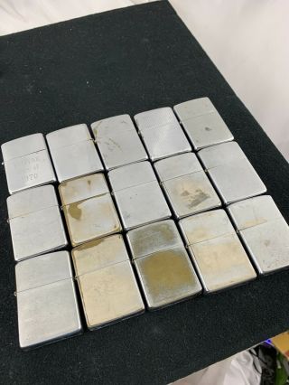 Group Of 15 Plain Full Size Zippo Lighters - Dates Range From 1958 To 1976