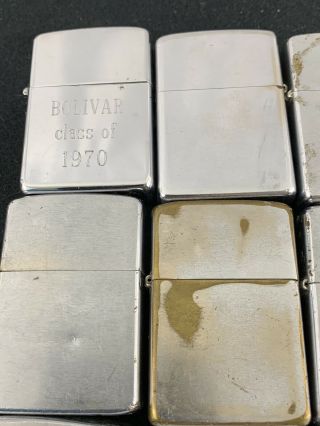 Group Of 15 Plain Full Size Zippo Lighters - Dates Range From 1958 To 1976 2