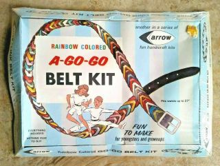 Vintage Mod 1960s Arrow Craft Kit Rainbow A Go Go Belt Leather Kit 27 " Nos