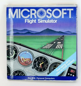1984 Microsoft Flight Simulator Ibm Pc Version 2.  12 Complete 5.  25 Floppy Disc