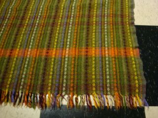 Vintage Amana Wool Blanket Throw 48x60 Fall Colors Woven W/ Fringe