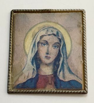 Vtg Lenticular Jesus Christ Virgin Mary Immaculate Sacred Heart Sm Metal Charm