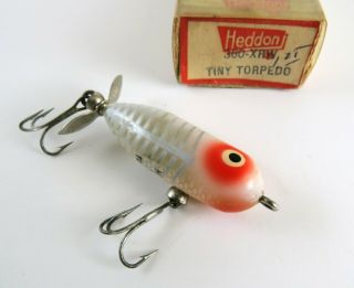 Vintage Heddon Tiny Torpedo Crankbait Fishing Lure,  360 Xrw,  White