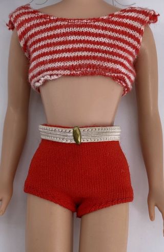 Vintage Mattel Barbie Skipper Scooter Doll Clothes Red 1964 2 - Piece Swimsuit