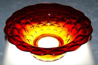 Vintage Ruby Red / Yellow Amberina Art Glass Bowl 11 1/4 " Diameter 4 " Tall