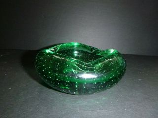 Vintage Murano Italy Green Bubble Glass Bowl or Ash Tray MCM 2