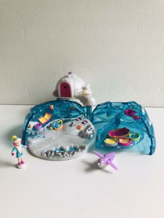 Polly Pocket Vintage Igloo Playset With Doll And Penguin