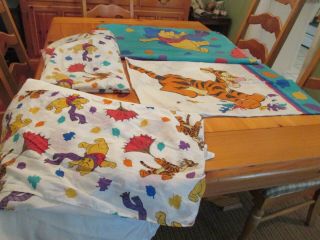 Vintage Winnie The Pooh Blustery Day 3 Piece Sheet Set Fitted Flat Case,  Ruffle