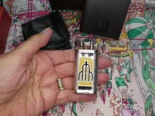 Dunhill Unique Lighter Silver Plated Enamel With Leather Pouch,  Box 2