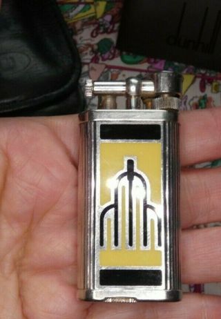 Dunhill Unique Lighter Silver Plated Enamel With Leather Pouch,  Box 3