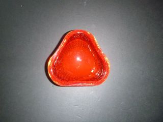 Vintage Murano Italy Cherry Red Bubble Glass 3 - Sided Bowl or Ash Tray MCM 2