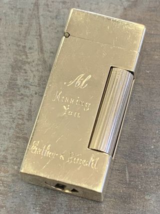 Vintage Dunhill Solid 14k Yellow Gold Outter Jacket Lt Wind Proof Lighter - Mono