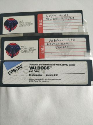 Epson QX - 10 VALDOCS System & Data Disks 1.  14 1.  18,  CP/M 2.  21 - 1983 Vintage 3