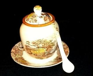 Vintage Ceramic Jam Jar With Spoon Ab 570
