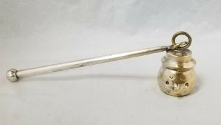 Vintage Silver Plated Brass Snowman Candle Snuffer Made In India Christmas