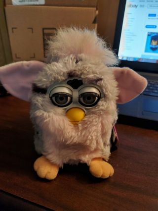 Furby Gray & Pink Tiger Electronics 70 - 800 1998 Great Vtg With Tag