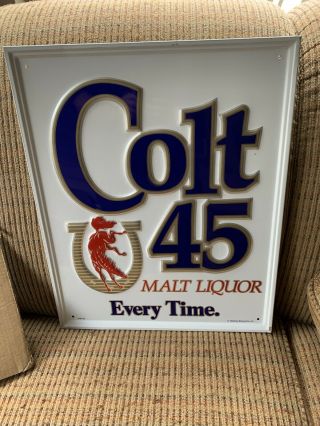 Vintage A - M 9 - 92 Colt 45 Malt Liquor Beer Advertising Sign Horse Shoe Metal Sign