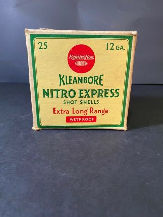 Vintage Remington Nitro Express 12 Gauge Shot Shells Box