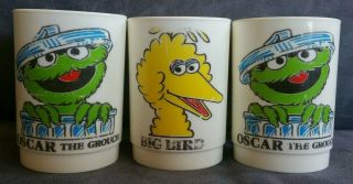 Vintage Muppet Inc.  Sesame Street Oscar The Grouch & Big Bird Plastic Cups