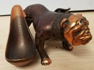 Vintage Brass Bulldog Dual Pipe Holder Dog Pipe Tobacco Collectables Smoking