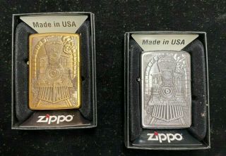 Zippo Lighter.  " Great American Trains ".  1 Double Sided.  Mib 1996.  Unlit.  E23