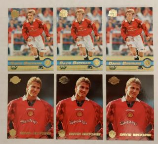 6 X David Beckham Rookie Merlin Premier Gold Cards 1998 & 1999 Manchester United