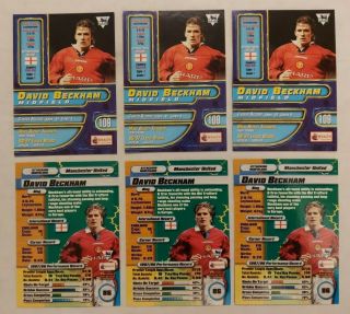 6 x David Beckham ROOKIE Merlin Premier Gold Cards 1998 & 1999 Manchester United 2