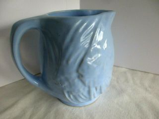 Vintage Mccoy Pottery Pitcher Blue Relief Angel Fish Circa 1930 