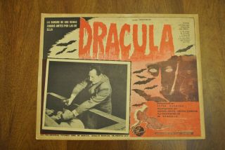 Vtg.  Movie Lobby Card Dracula Released In Mexico Peter Cushing,  Lee Card 3 Of 7