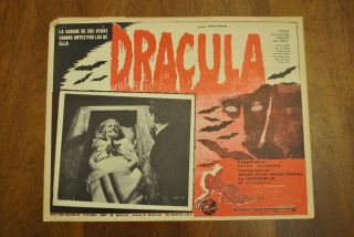 Vtg.  Movie Lobby Card Dracula Released In Mexico Peter Cushing,  Lee Card 4 Of 7
