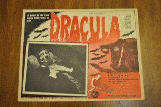 Vtg.  Movie Lobby Card Dracula Released In Mexico Peter Cushing,  Lee Card 6 Of 7
