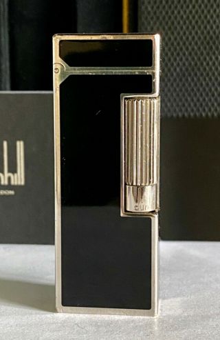Vintage Lighter Dunhill Rollagas Black Laque & Palladium