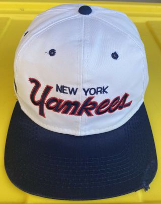 Vintage 90s York Yankees Sports Specialties Script Snapback Hat Cap Mlb