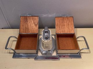 Old Vintage RONSON Touch Tip Lighter & Cigarette Boxes Black Cream Enamel 2