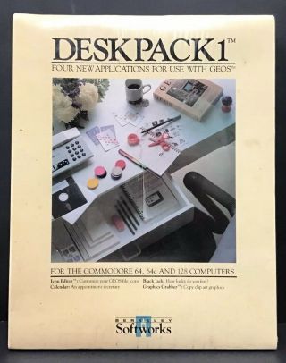 Berkeley Softworks Geos 1.  2 - Deskpack 1 Commodore 64,  64c,  128 Black Jack