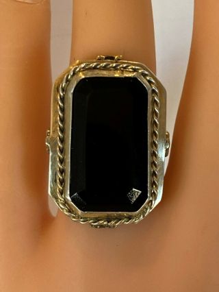 Vintage Large Sterling Silver Black Onyx Ring Size 6