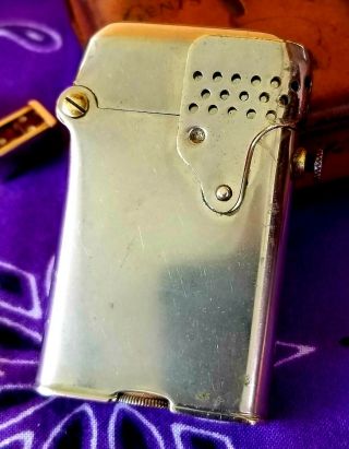Vintage 1920s Thorens Nickel Plated Single Claw Pocket Lighter Swiss Wind - Guard