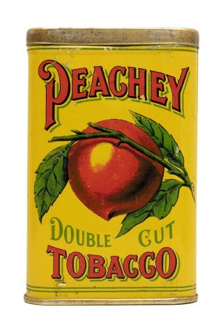 Rare 1910s " Peachey " Vertical Litho Hinged Pocket Tobacco Tin In Near Cond
