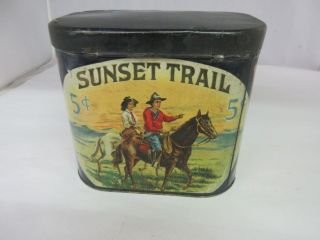 Vintage Rare Advertising Tobacco Sunset Trail Oval Cigar Tin 680 - K